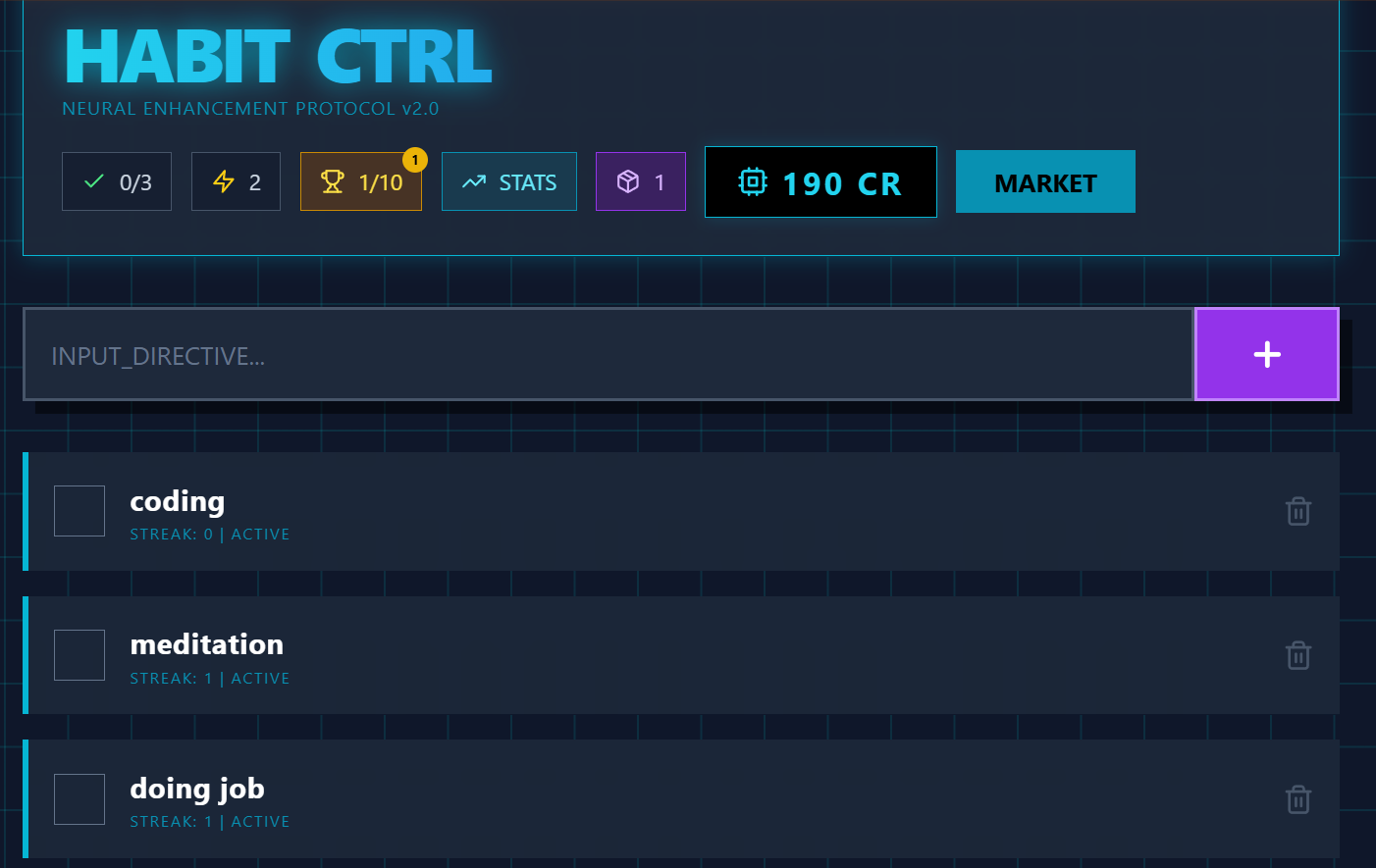 Habit Tracker Application Screenshot showing AI-powered interface
