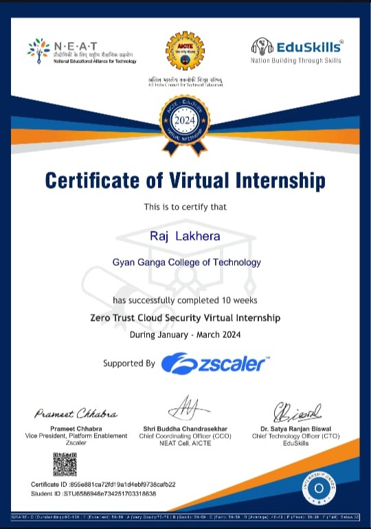 Zero Trust Cloud Security Certificate - Raj Lakhera
