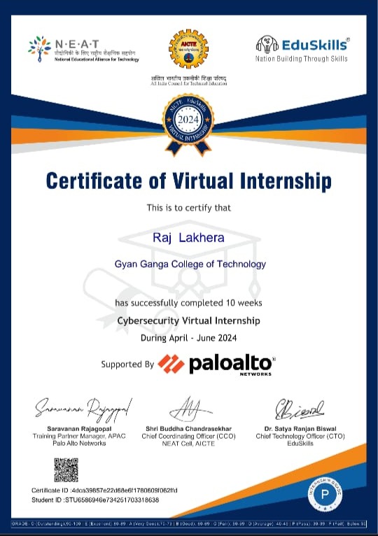 Palo Alto Networks Certified Cybersecurity Associate Certificate - Raj Lakhera